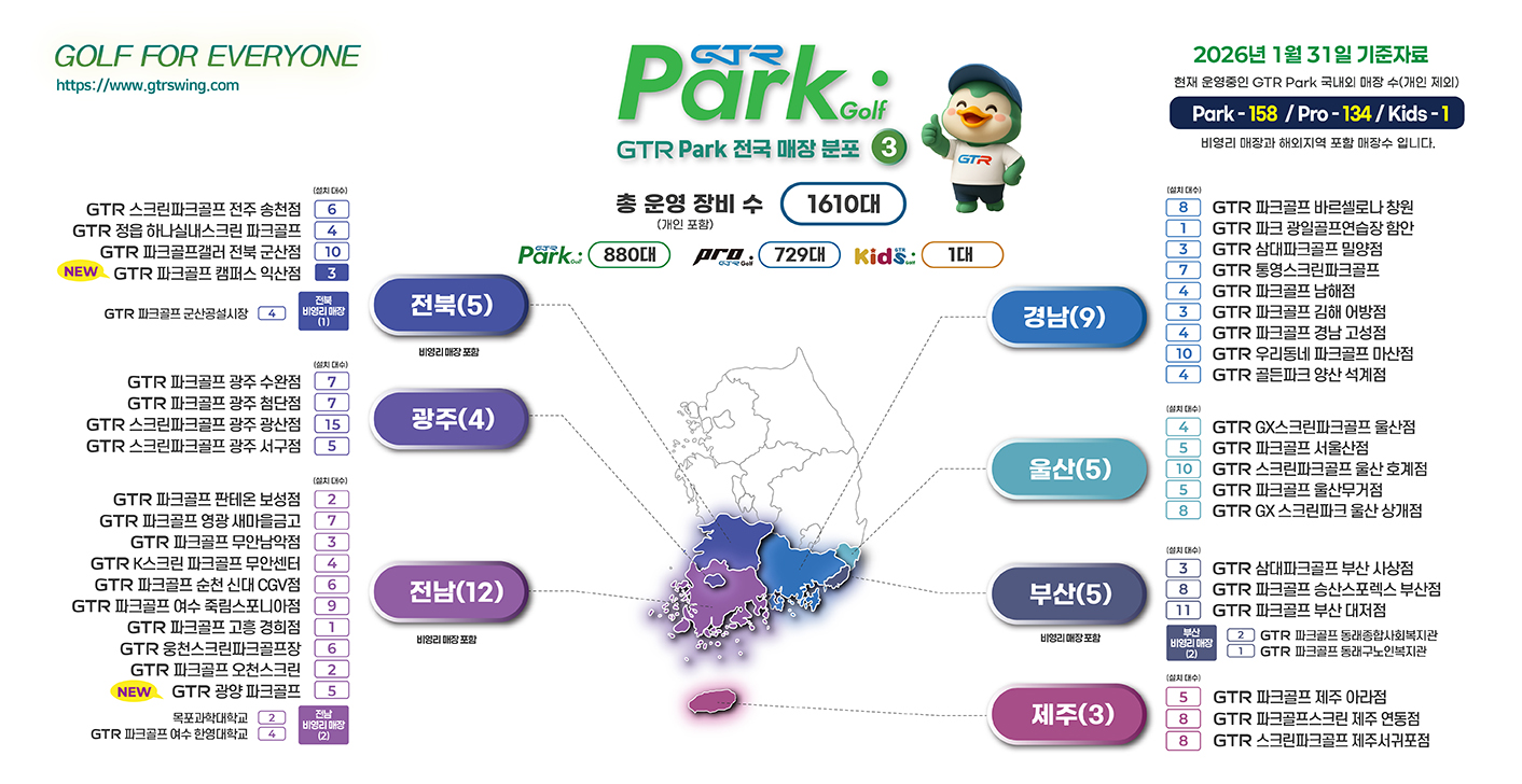 GTR파크골프 매장 안내도